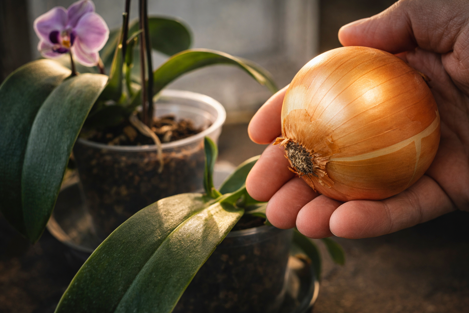 Con solo una cebolla, la orquídea florece todo el año sin parar