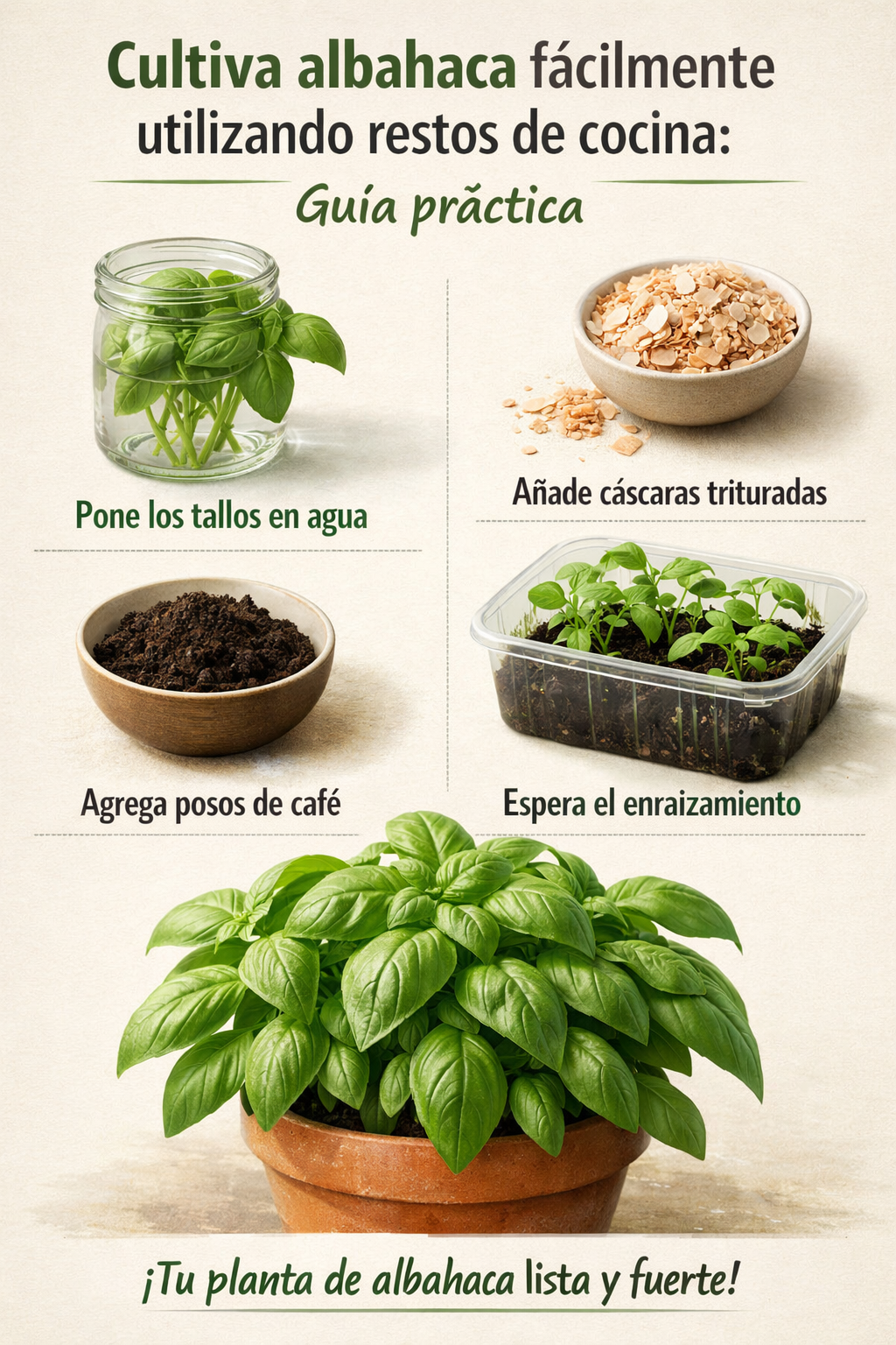 Cultiva albahaca fácilmente utilizando restos de cocina: guía práctica
