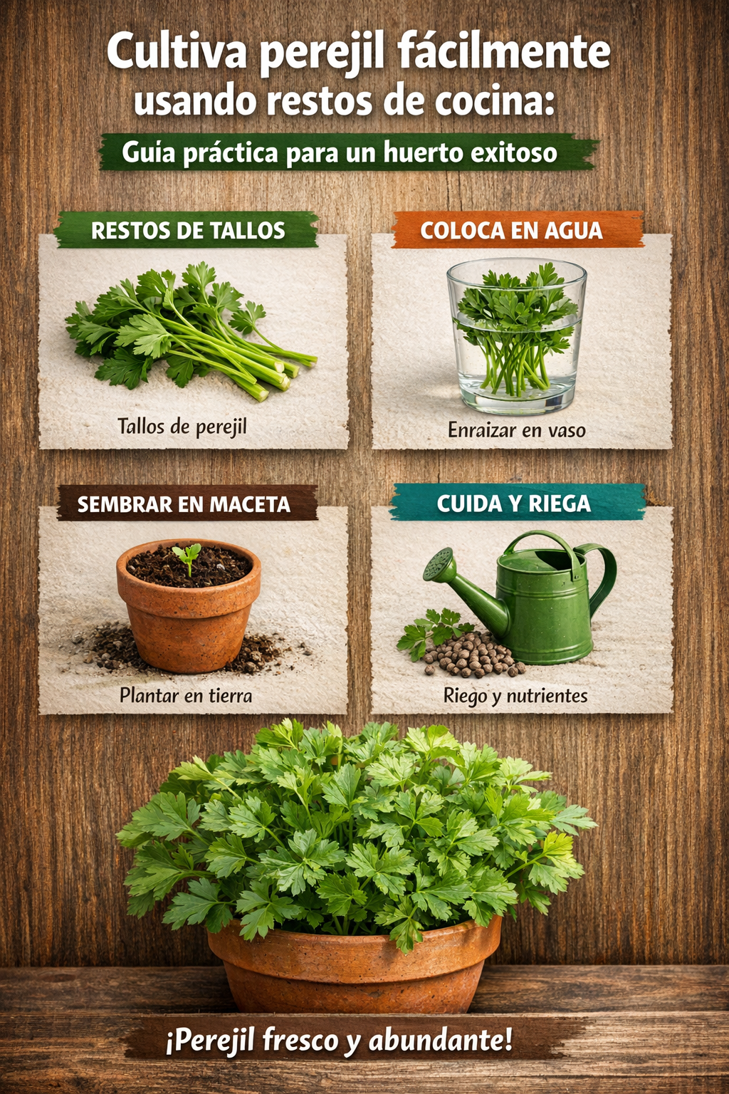 Cultiva perejil fácilmente usando restos de cocina: guía práctica para un huerto exitoso