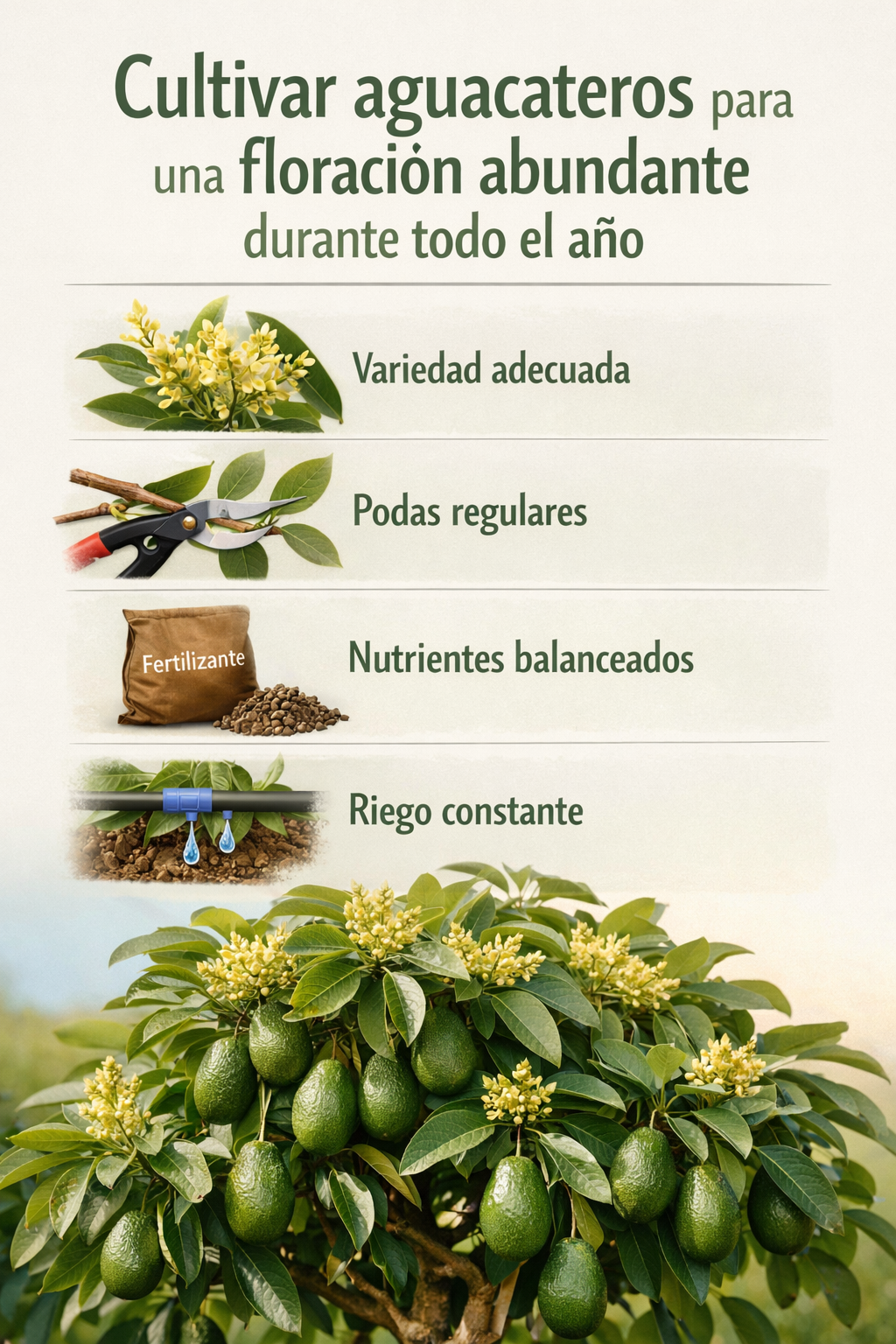Cultivar aguacateros para una floración abundante durante todo el año