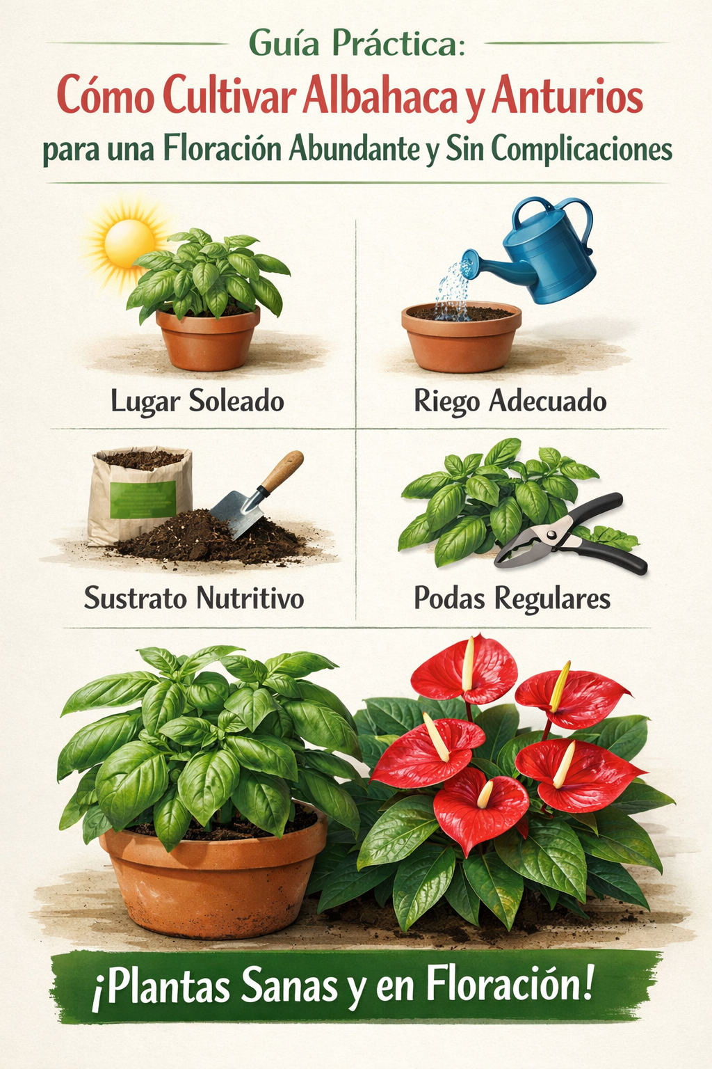 Guía Práctica: Cómo Cultivar Albahaca y Anturios para una Floración Abundante y Sin Complicaciones