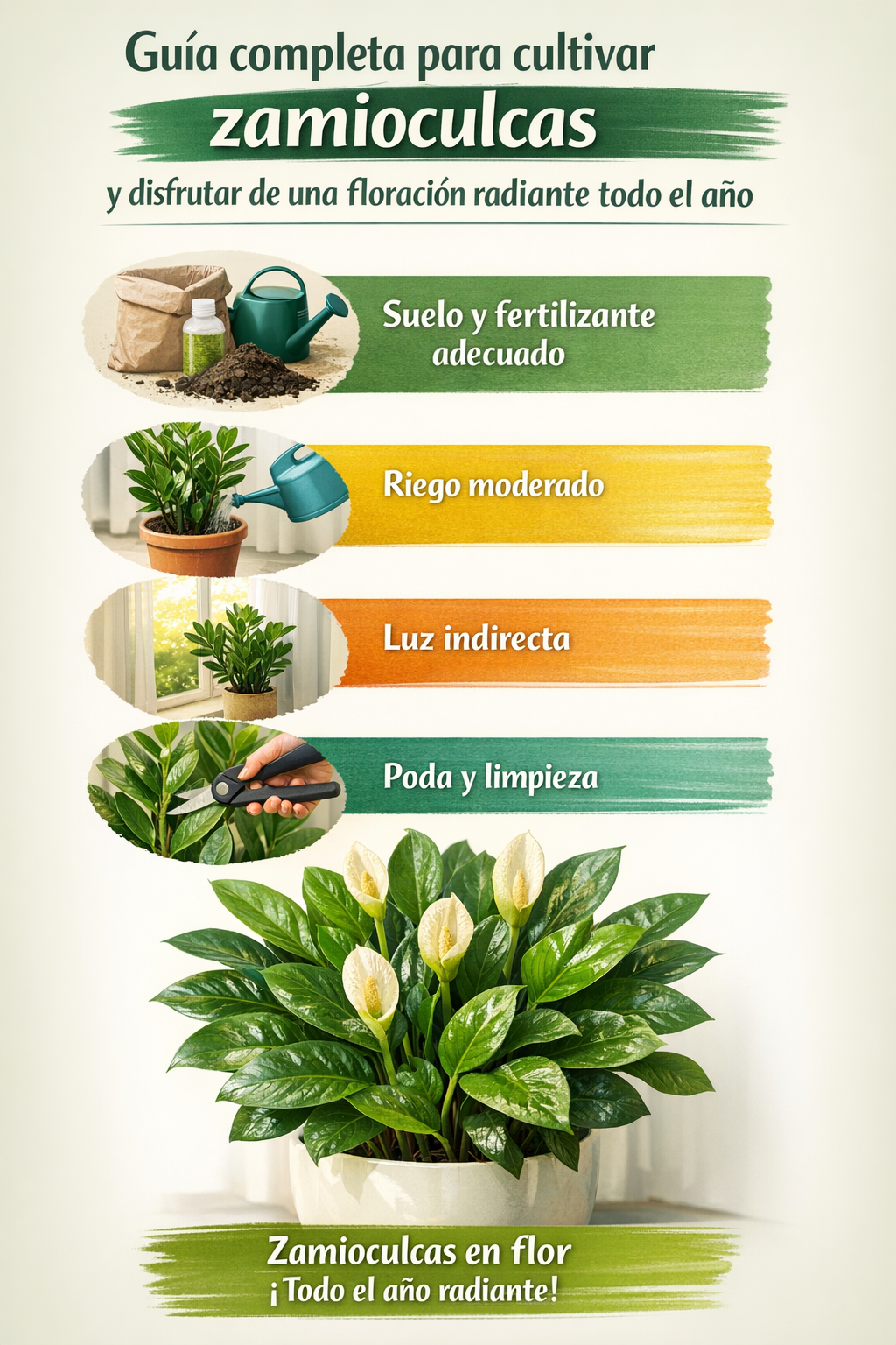 Guía completa para cultivar zamioculcas y disfrutar de una floración radiante todo el año