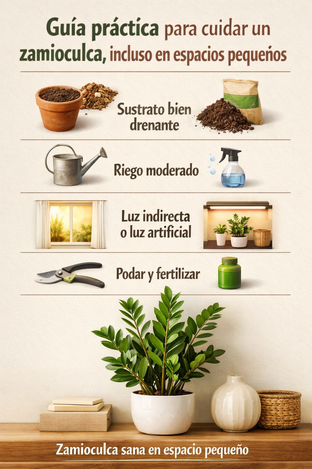 Guía práctica para cuidar un zamioculca, incluso en espacios pequeños