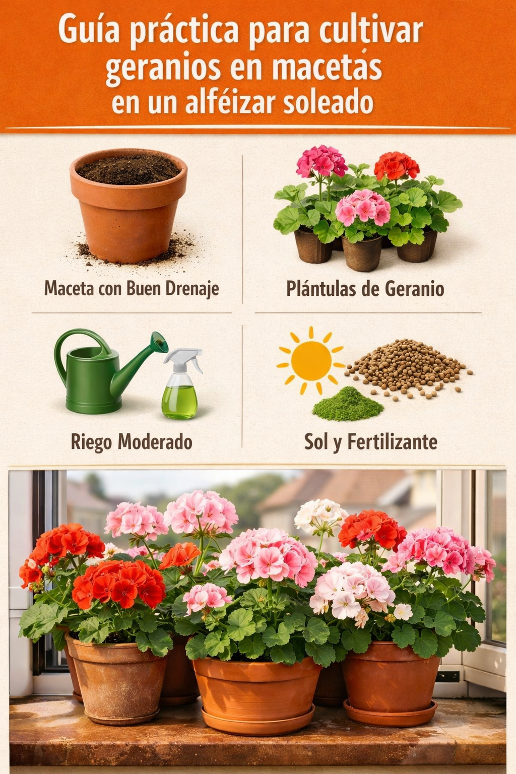 Guía práctica para cultivar geranios en macetas en un alféizar soleado