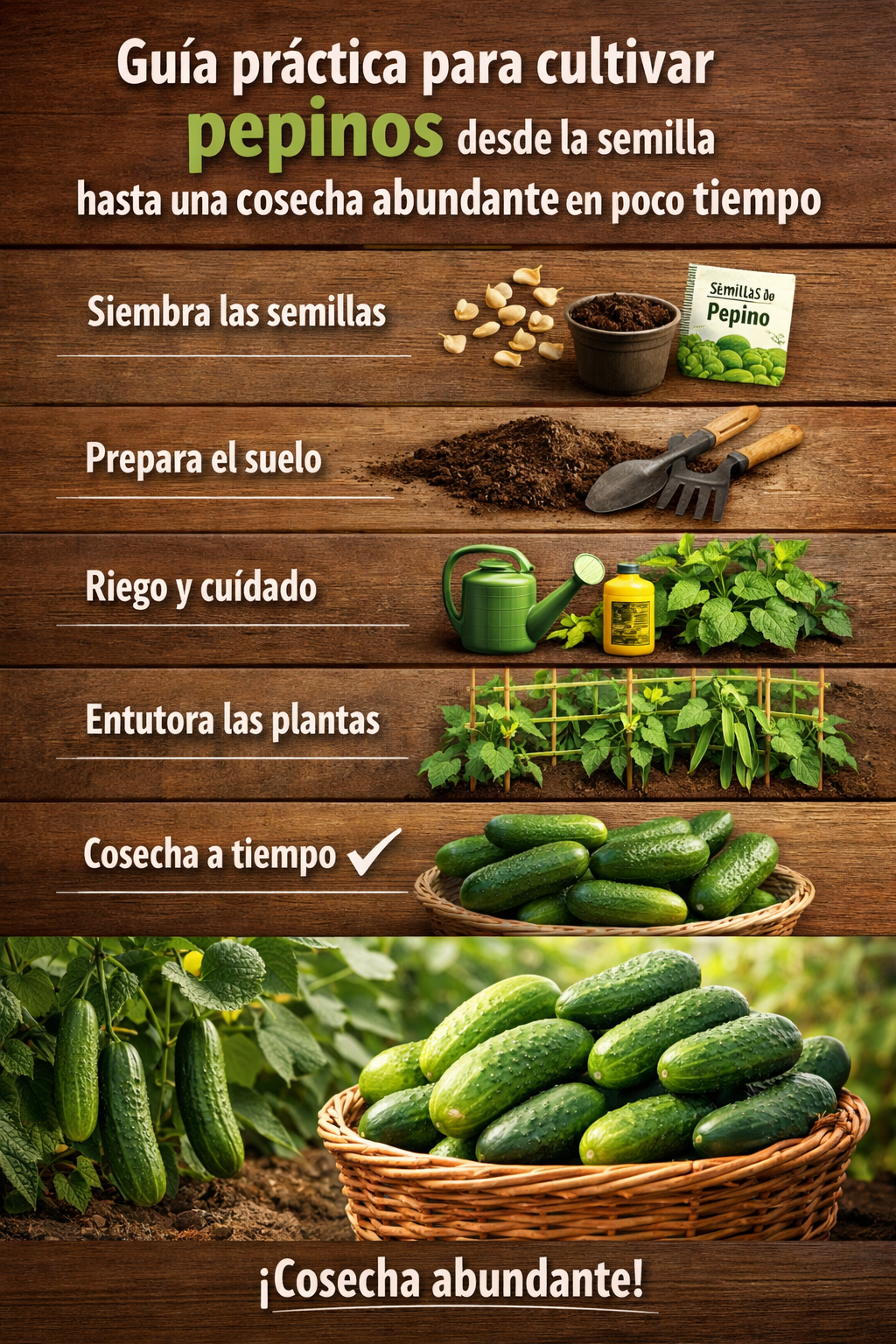 Guía práctica para cultivar pepinos desde la semilla hasta una cosecha abundante en poco tiempo