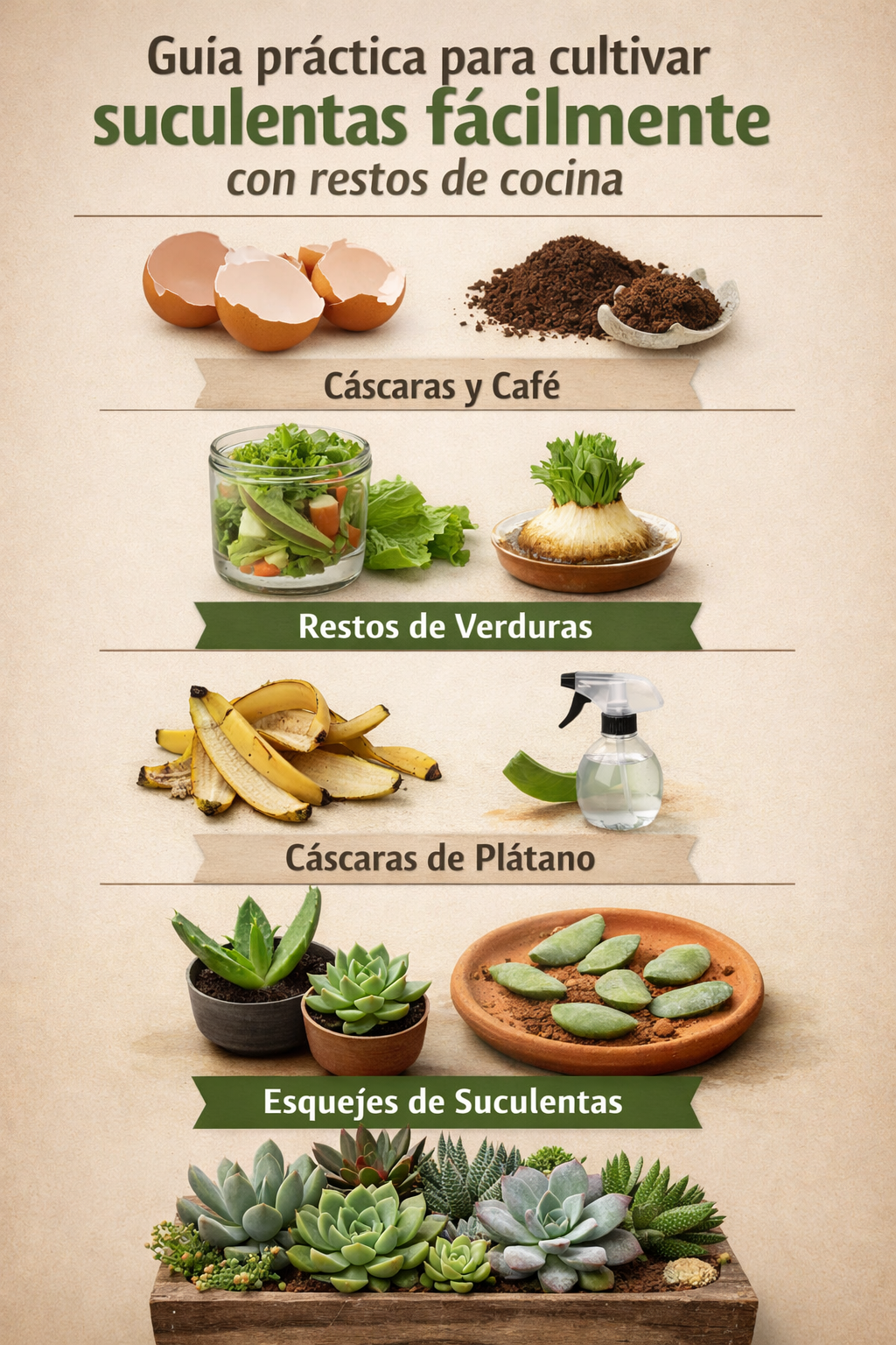 Guía práctica para cultivar suculentas fácilmente con restos de cocina