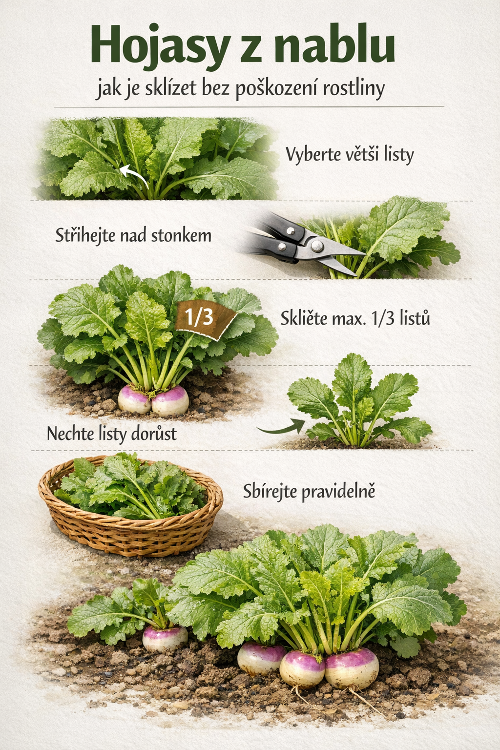 Hojas de nabo: cómo cosecharlas sin dañar la planta