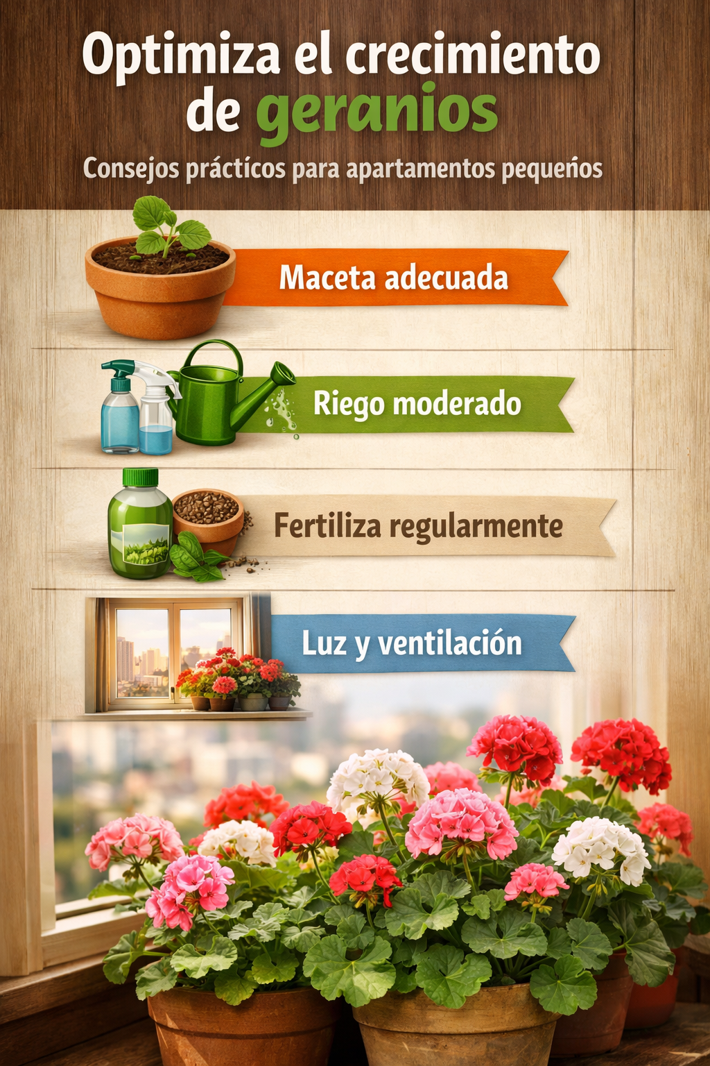 Optimiza el crecimiento de geranios: consejos prácticos para apartamentos pequeños