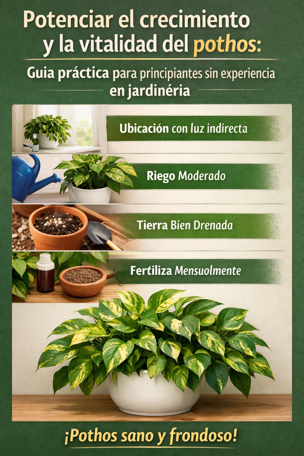 Potenciar el crecimiento y la vitalidad del pothos: guía práctica para principiantes sin experiencia en jardinería