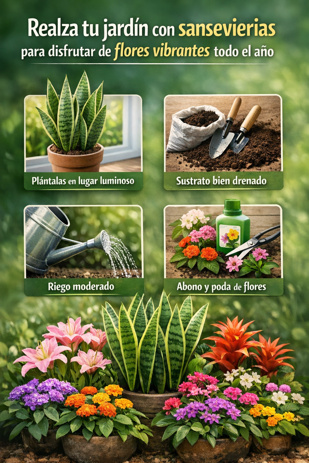 Realza tu jardín con sansevierias para disfrutar de flores vibrantes todo el año