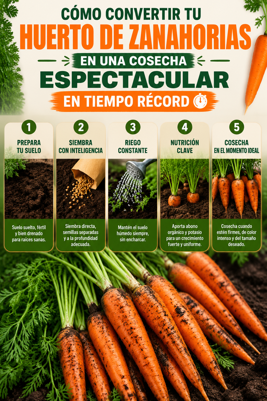Cómo convertir tu huerto de zanahorias en una cosecha espectacular en tiempo récord