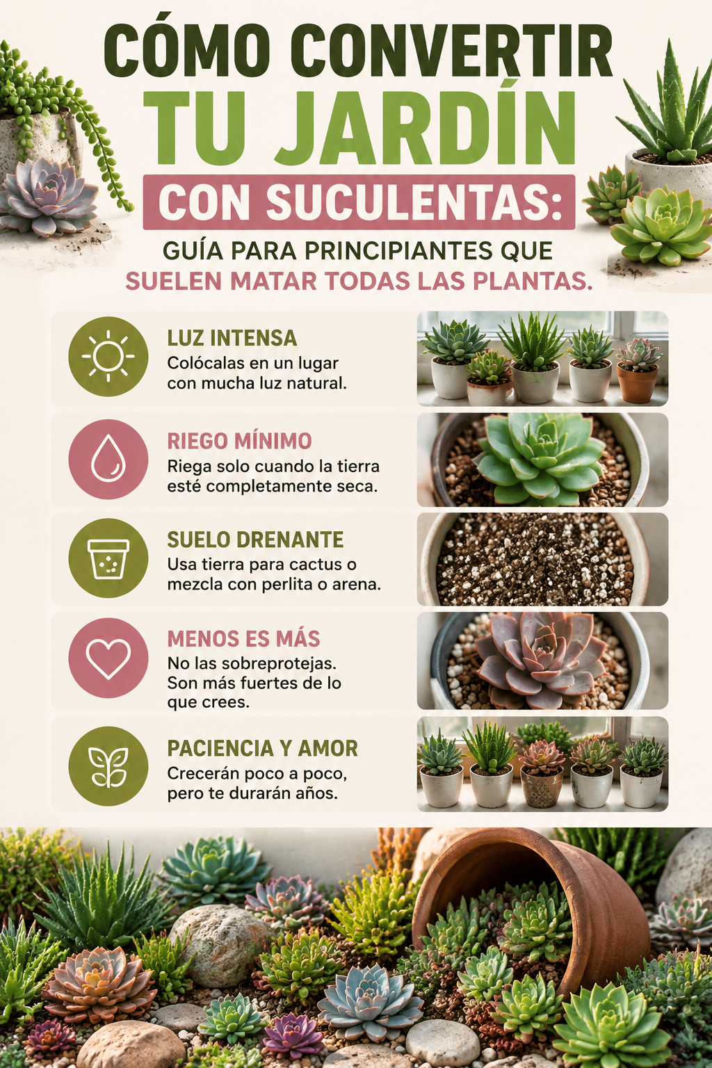 Cómo convertir tu jardín con suculentas: guía para principiantes que suelen matar todas las plantas