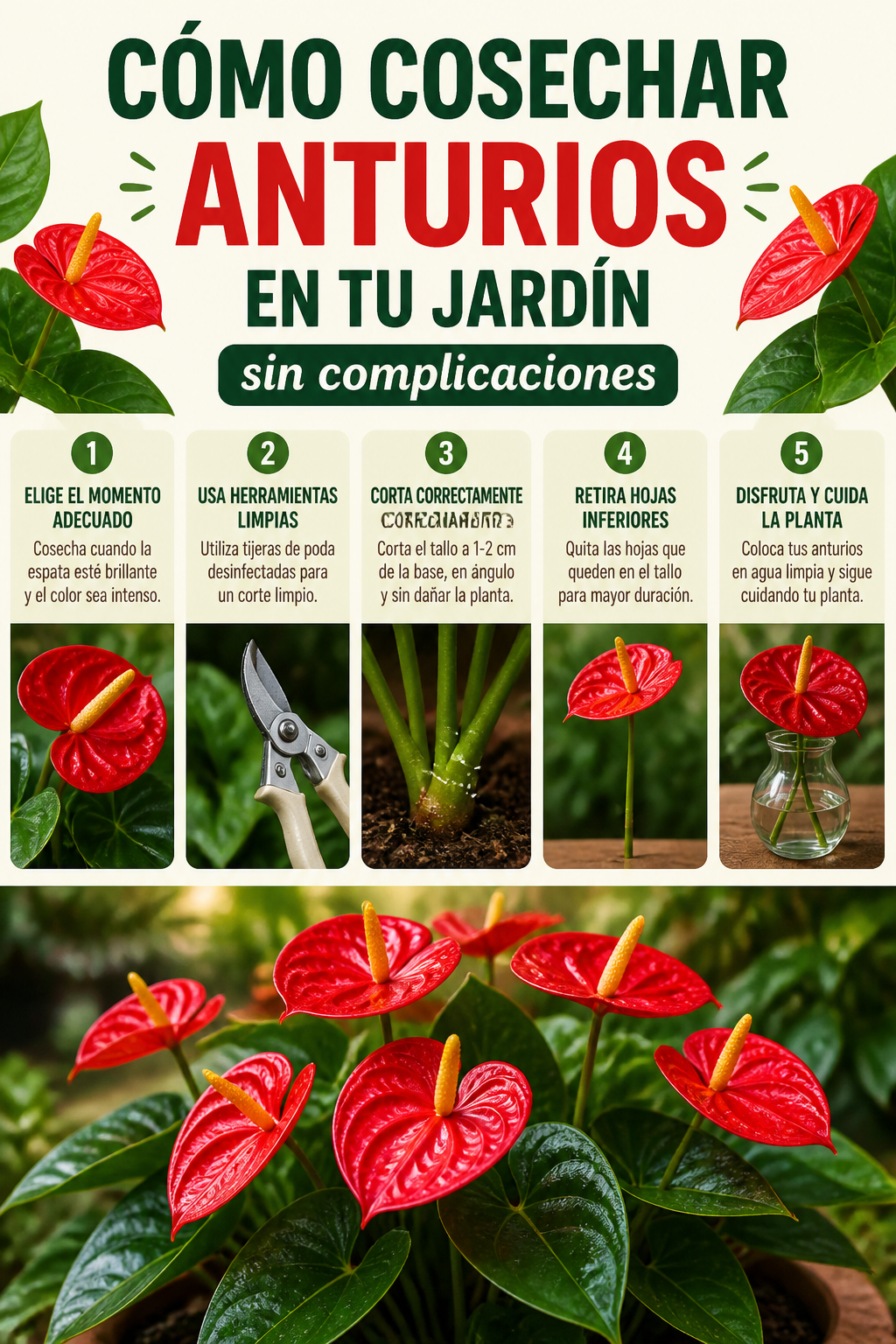 Cómo cosechar anturios en tu jardín sin complicaciones