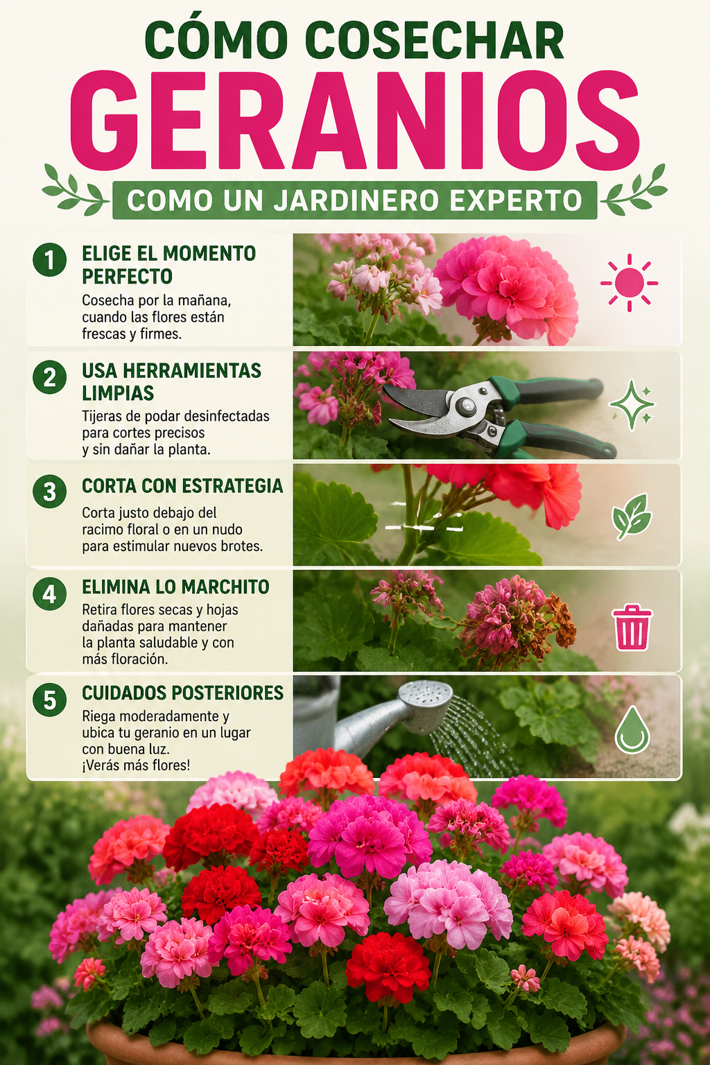 Cómo cosechar geranios como un jardinero experto