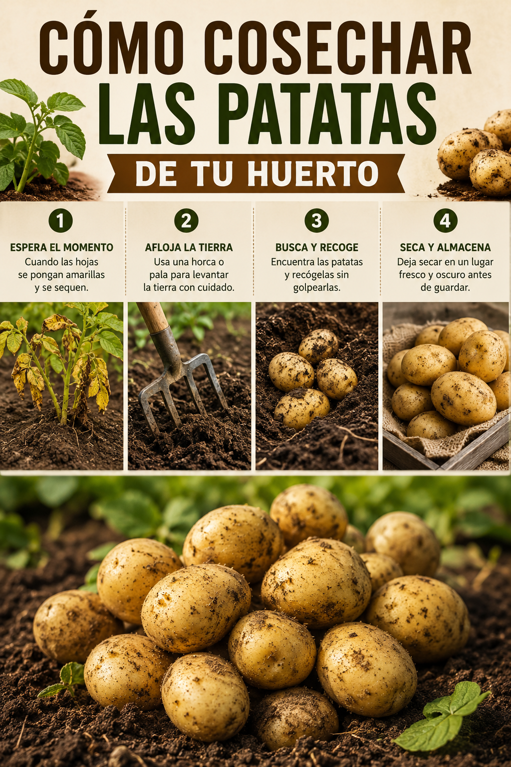 Cómo cosechar las patatas de tu huerto
