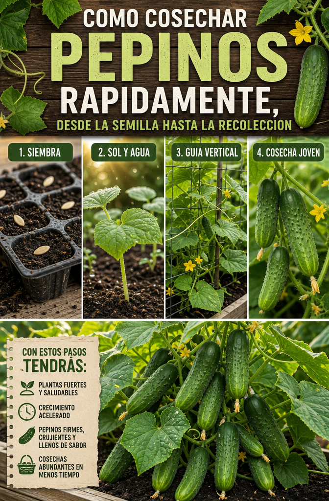 Cómo cosechar pepinos rápidamente, desde la semilla hasta la recolección