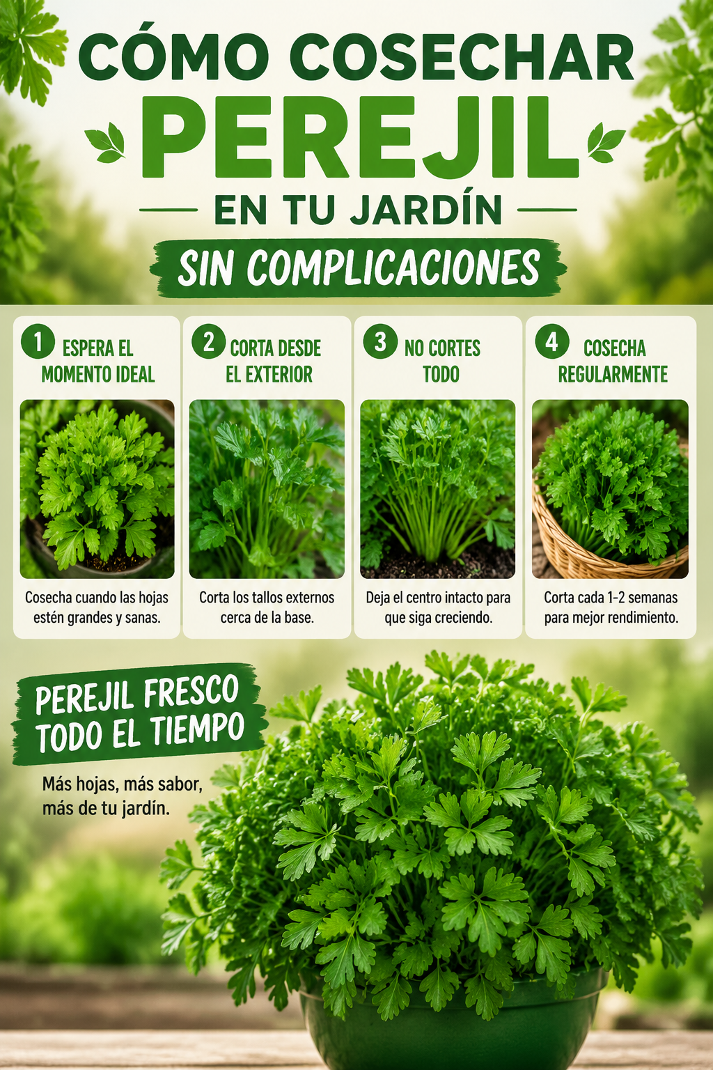 Cómo cosechar perejil en tu jardín sin complicaciones