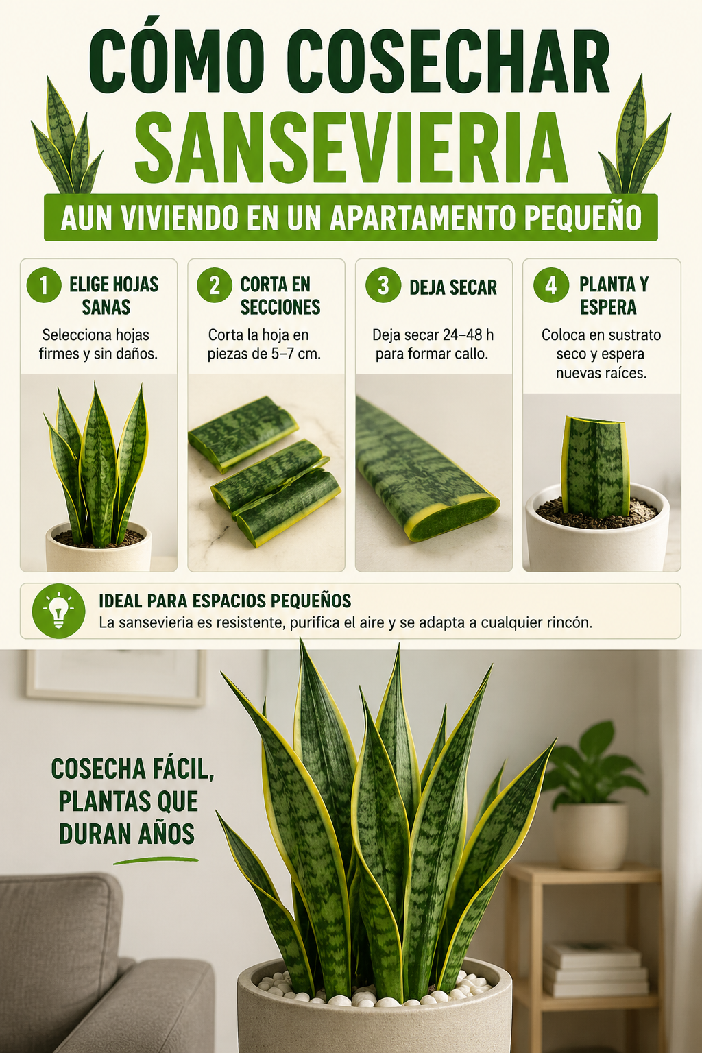 Cómo cosechar sansevieria aun viviendo en un apartamento pequeño