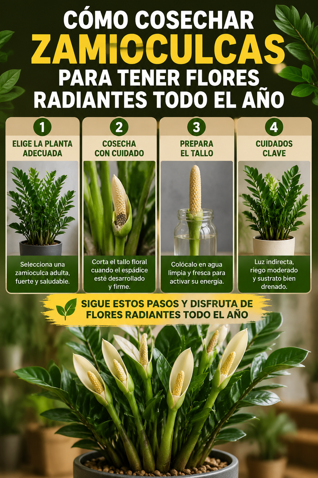 Cómo cosechar zamioculcas para tener flores radiantes todo el año