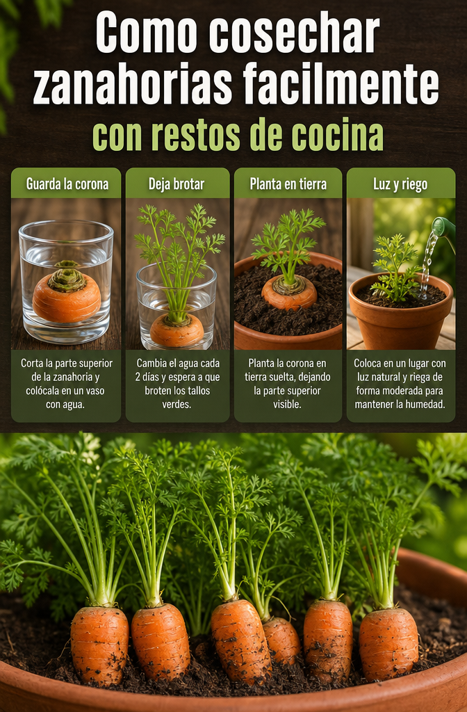 Cómo cosechar zanahorias fácilmente aprovechando los restos de cocina