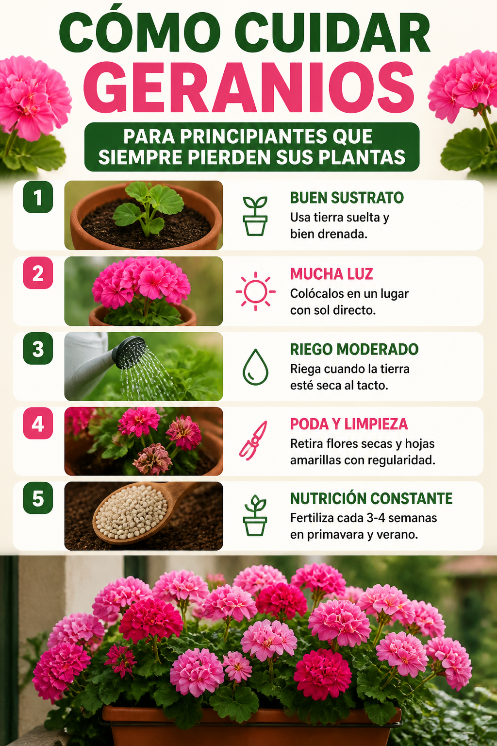 Cómo cuidar geranios para principiantes que siempre pierden sus plantas