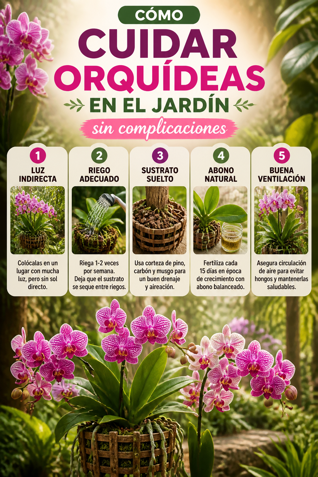 Cómo cuidar orquídeas en el jardín sin complicaciones