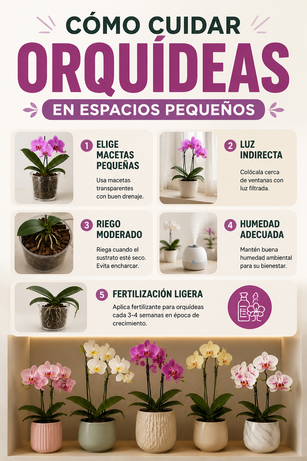 Cómo cuidar orquídeas en espacios pequeños