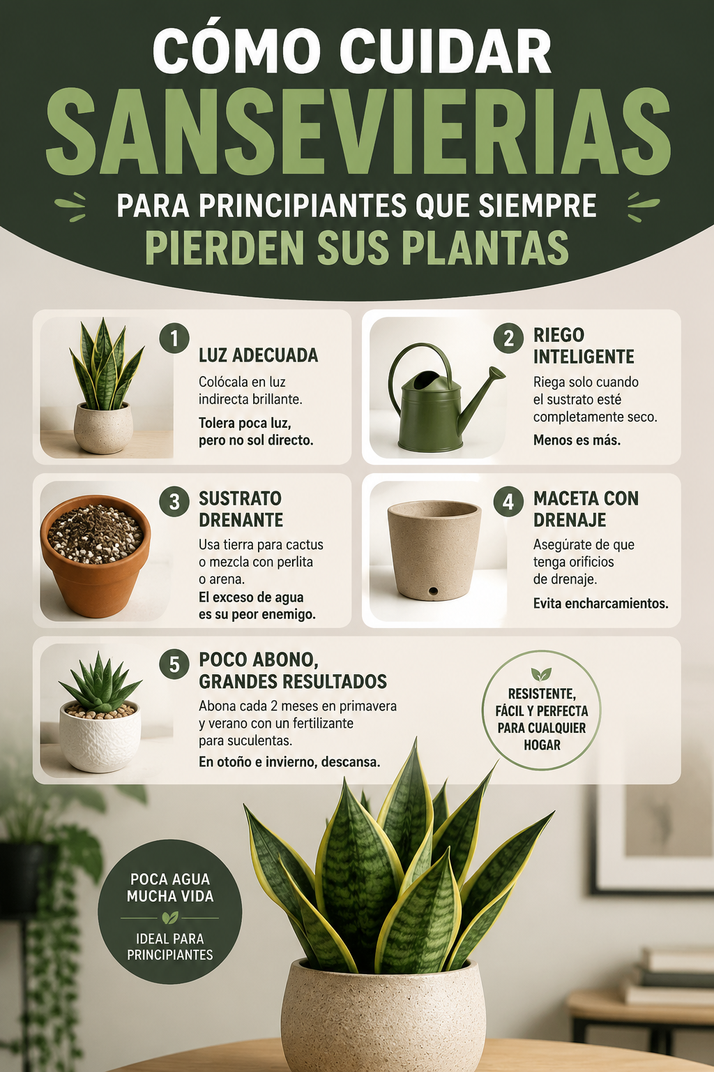 Cómo cuidar sansevierias para principiantes que siempre pierden sus plantas