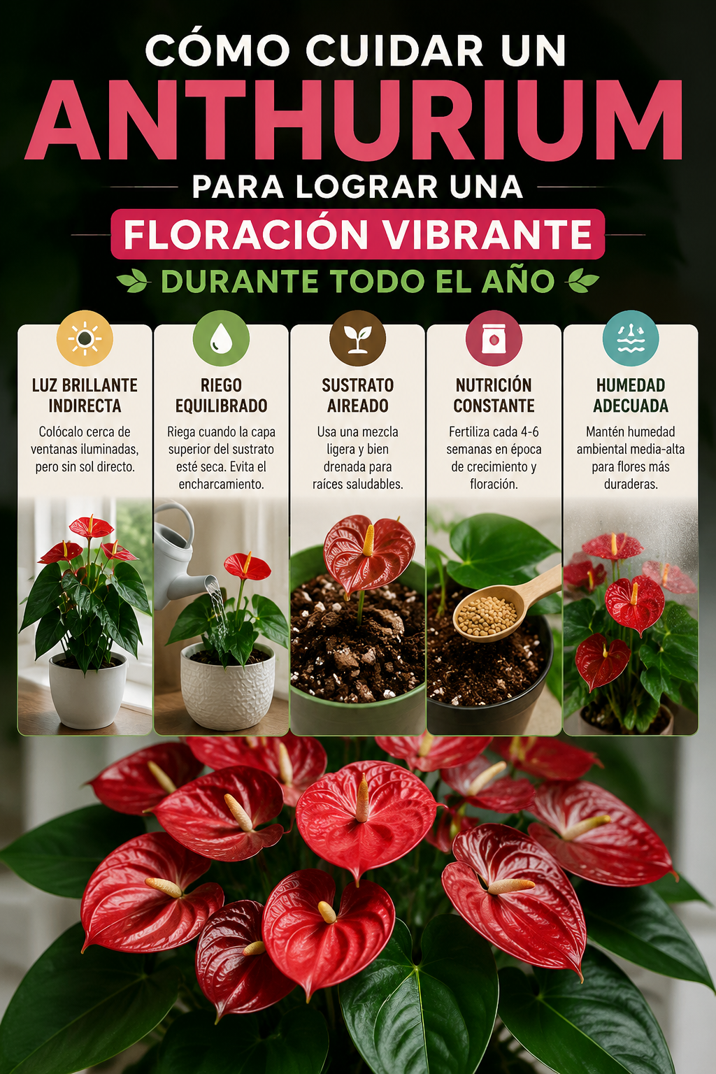 Cómo cuidar un anthurium para lograr una floración vibrante durante todo el año