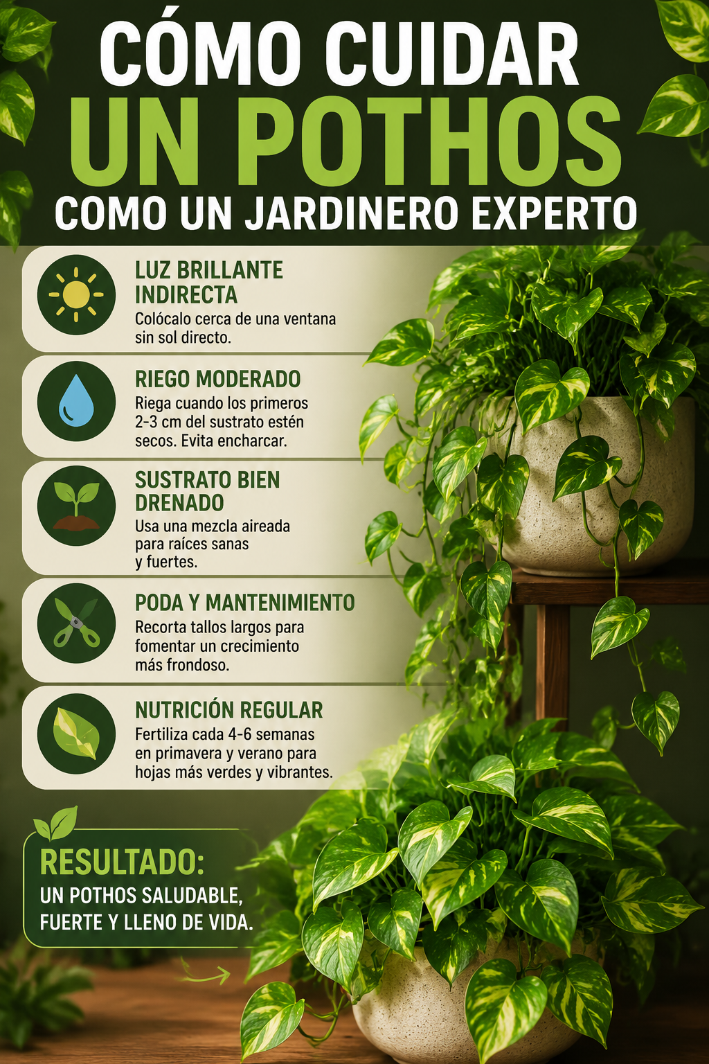Cómo cuidar un pothos como un jardinero experto