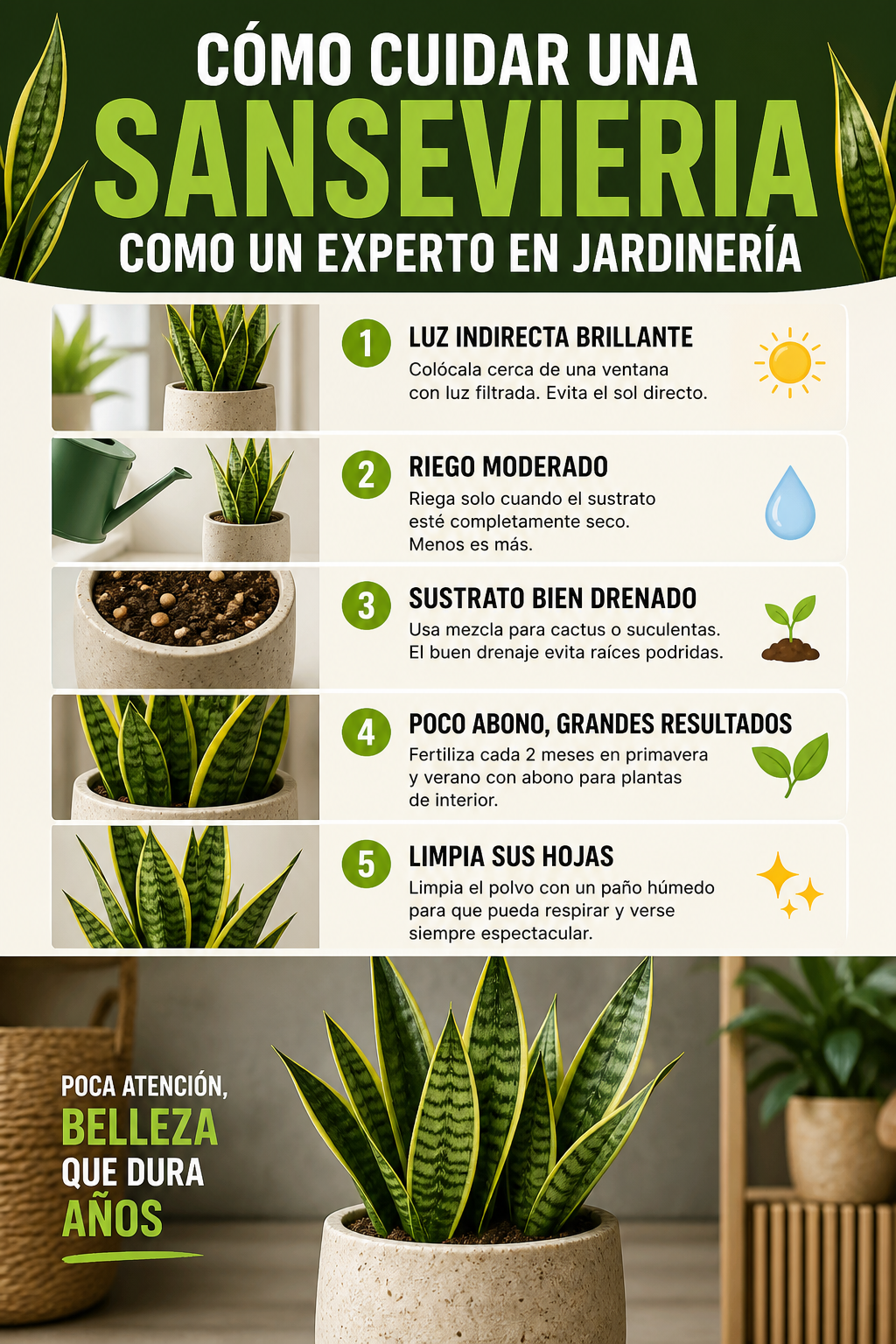 Cómo cuidar una sansevieria como un experto en jardinería