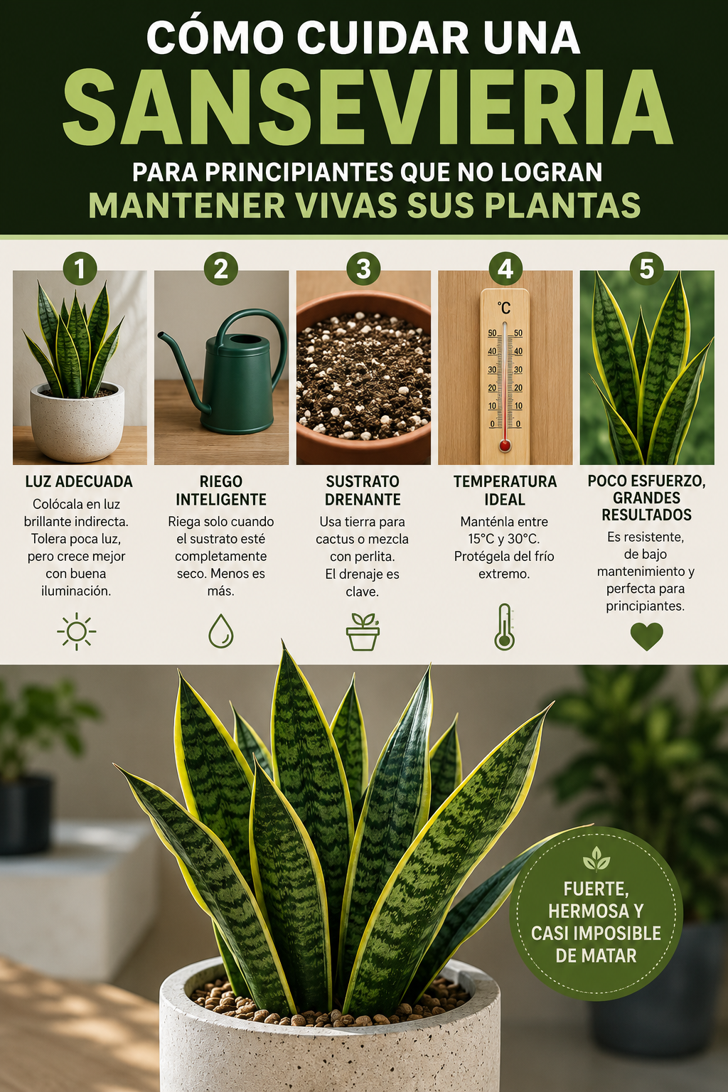 Cómo cuidar una sansevieria para principiantes que no logran mantener vivas sus plantas