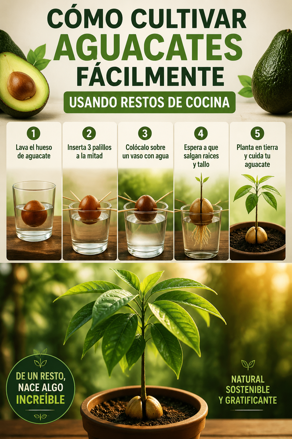 Cómo cultivar aguacates fácilmente usando restos de cocina