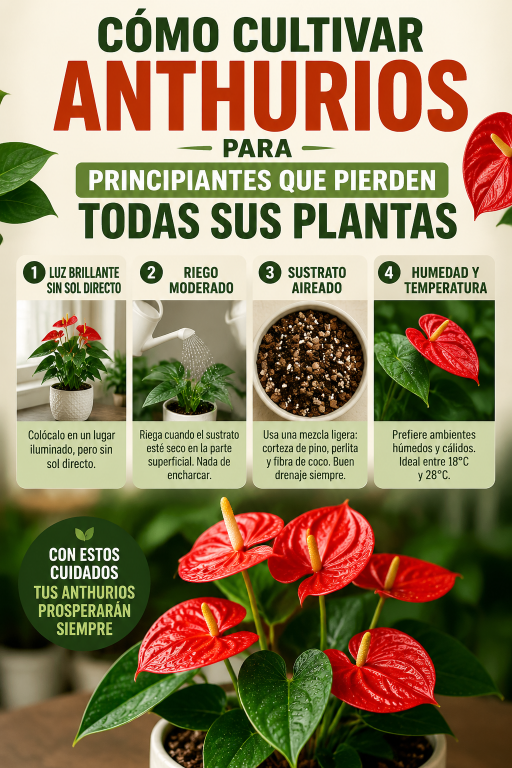 Cómo cultivar anthurios para principiantes que pierden todas sus plantas