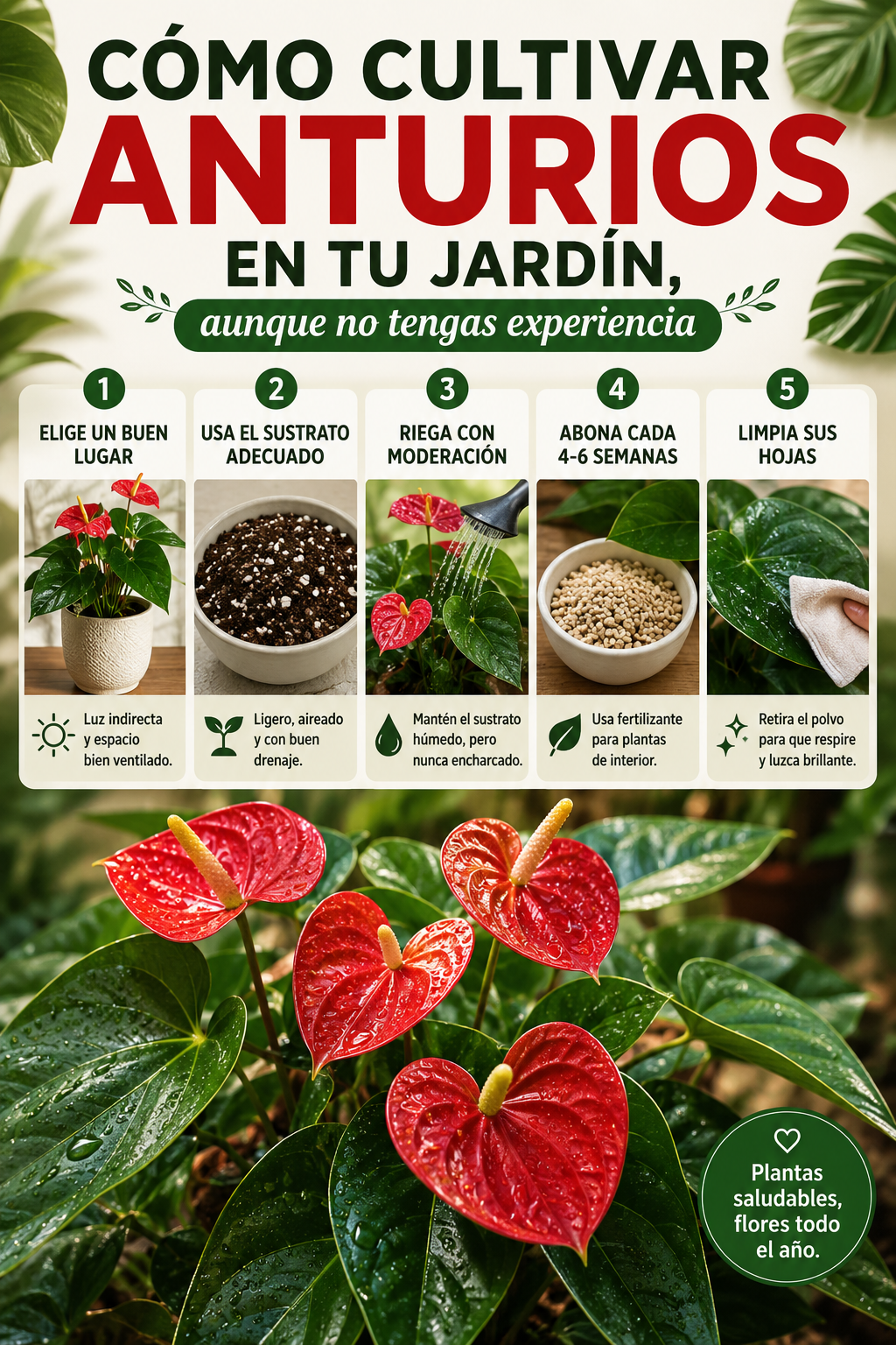 Cómo cultivar anturios en tu jardín, aunque no tengas experiencia