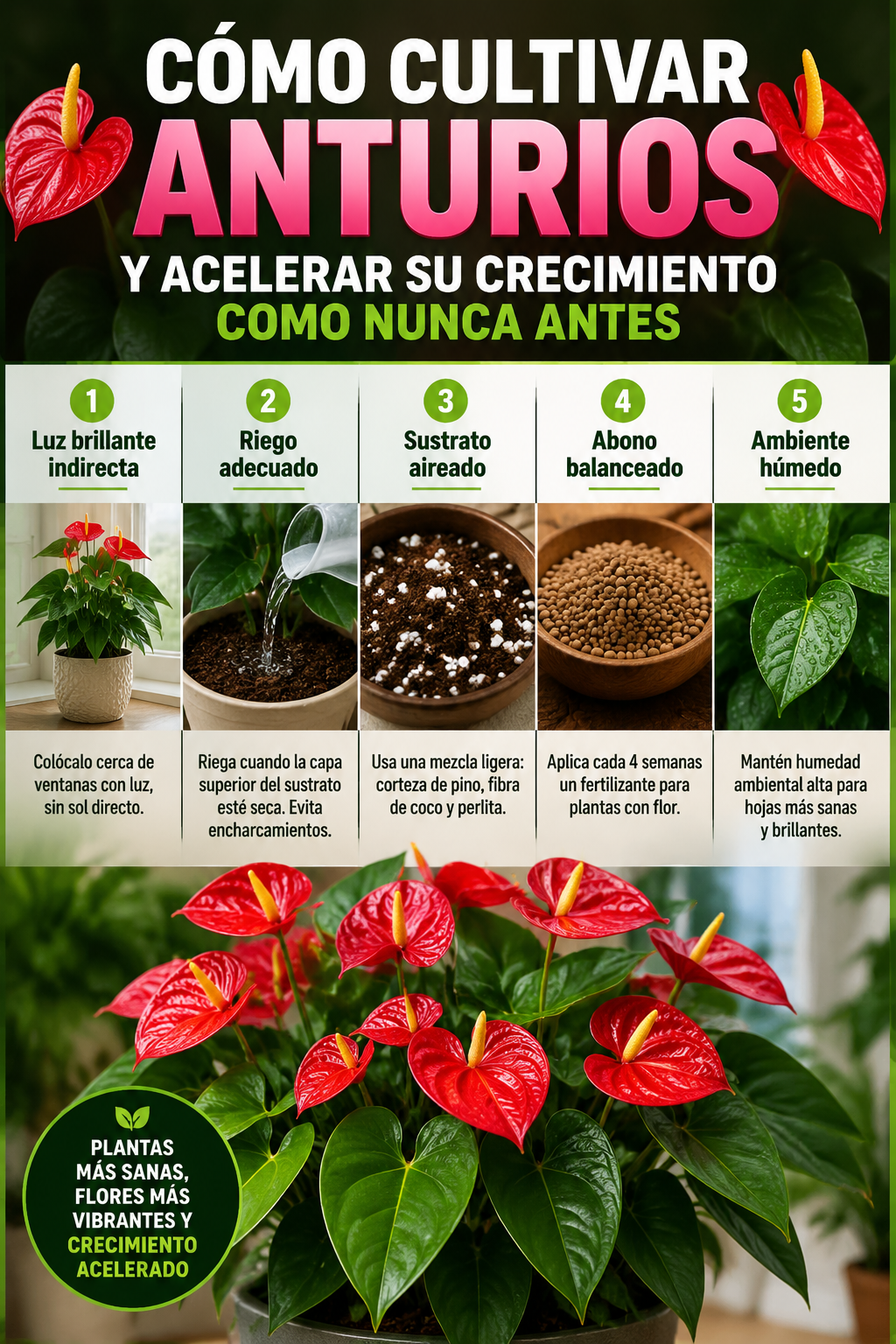 Cómo cultivar anturios y acelerar su crecimiento como nunca antes