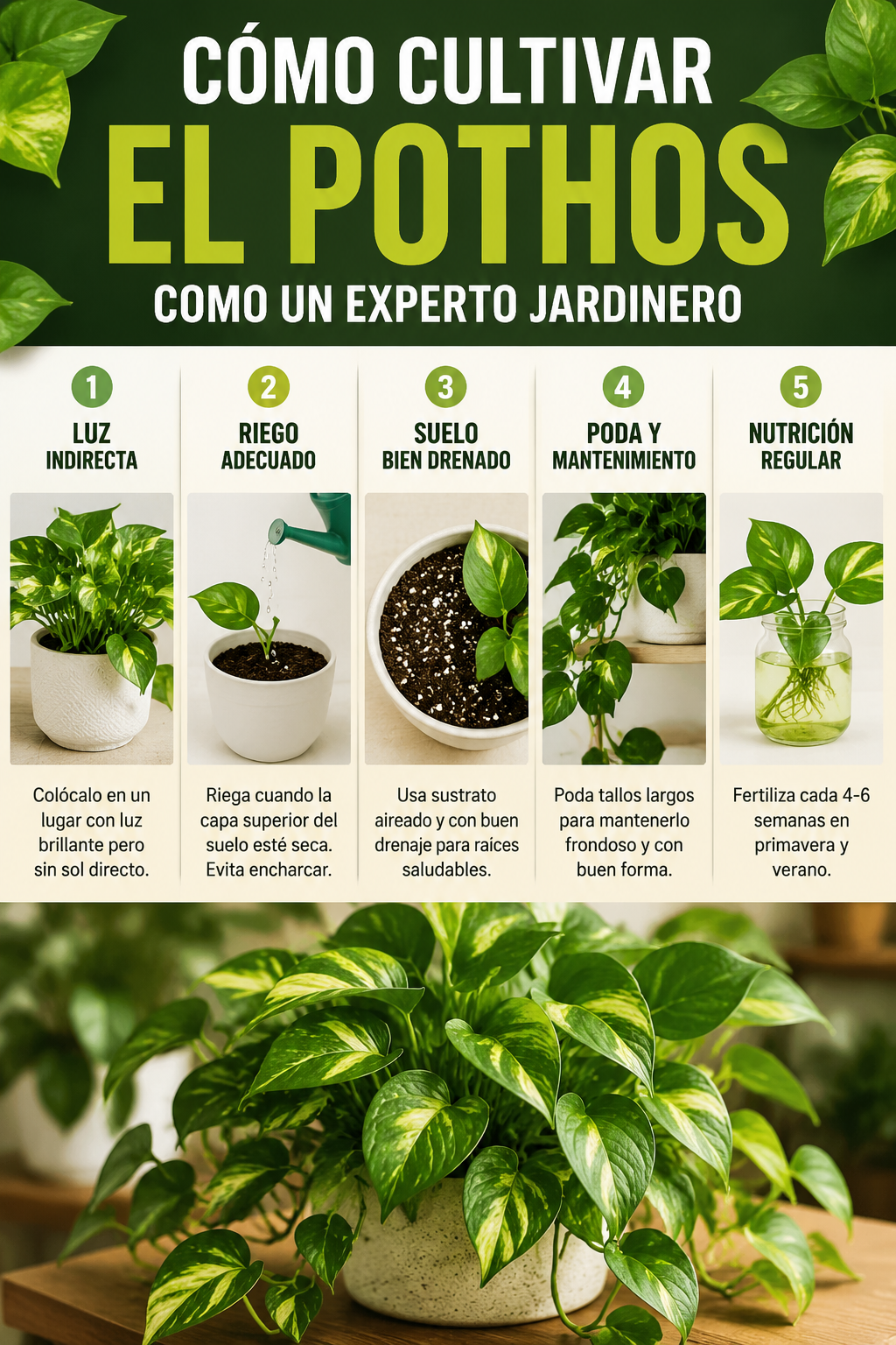 Cómo cultivar el pothos como un experto jardinero