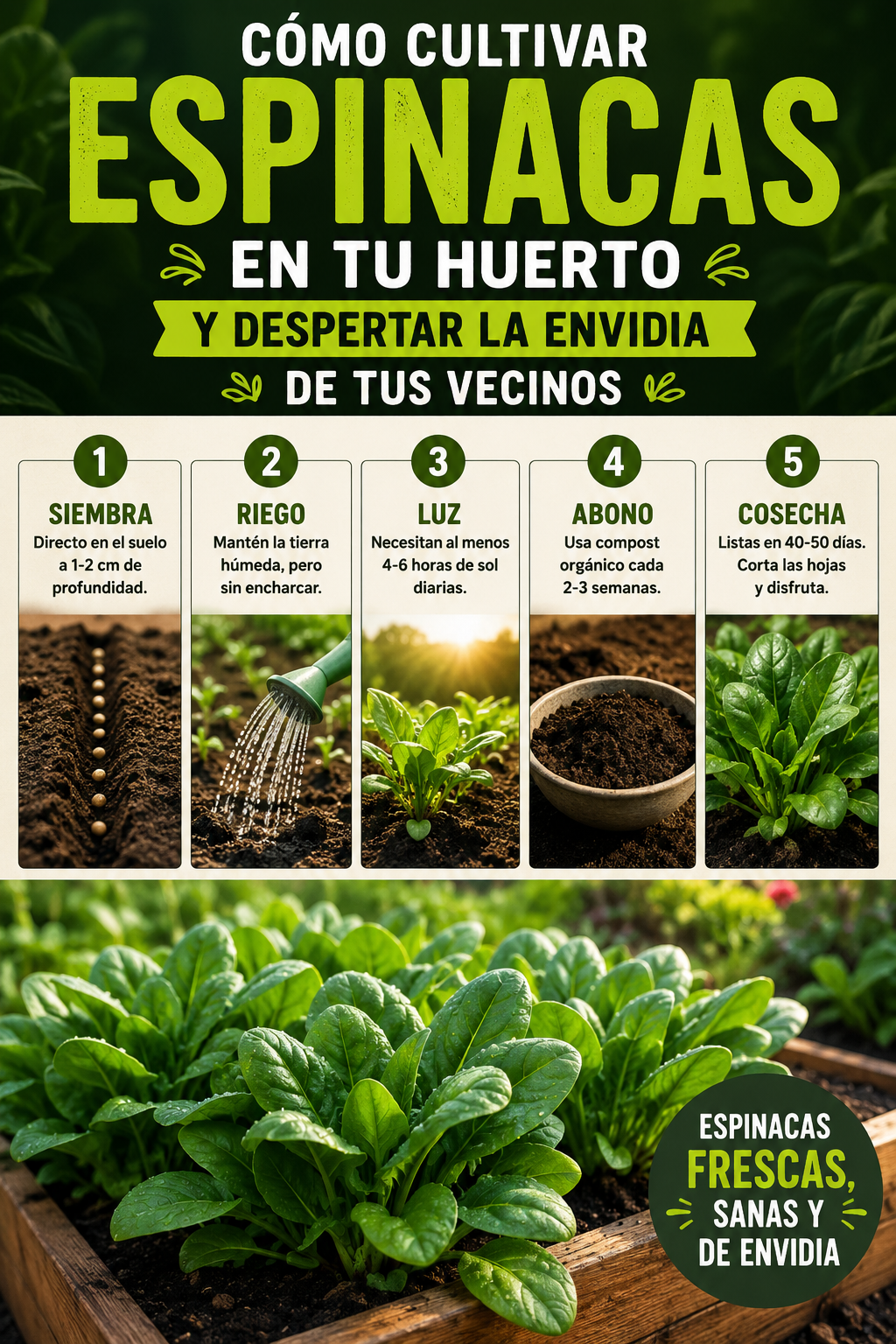 Cómo cultivar espinacas en tu huerto y despertar la envidia de tus vecinos