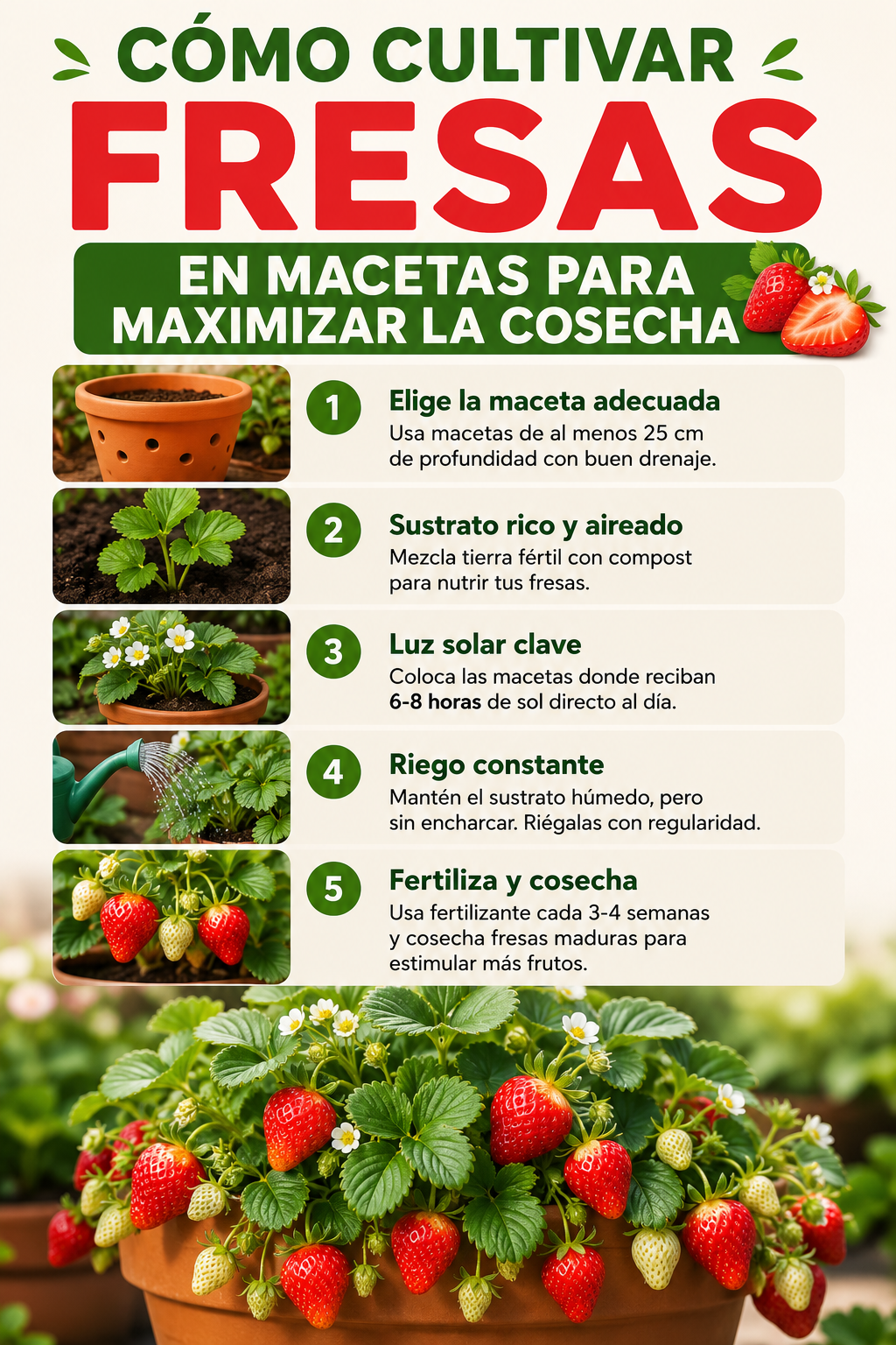 Cómo cultivar fresas en macetas para maximizar la cosecha