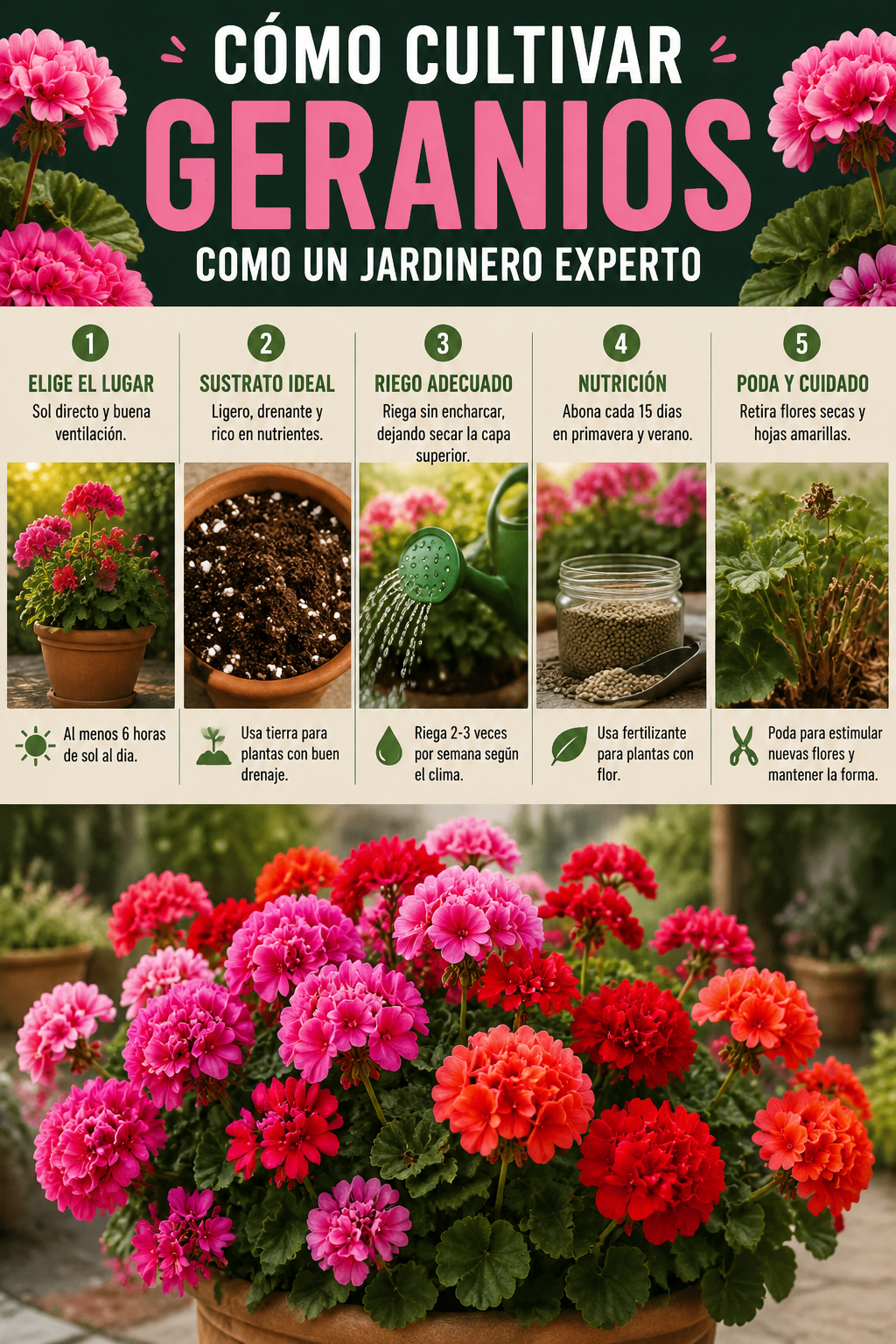 Cómo cultivar geranios como un jardinero experto