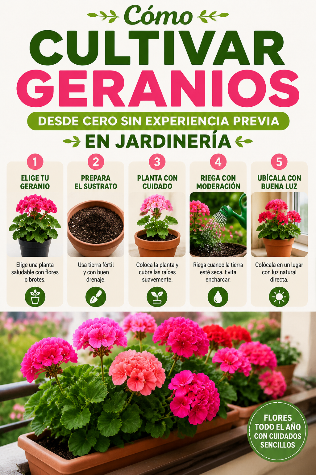 Cómo cultivar geranios desde cero sin experiencia previa en jardinería