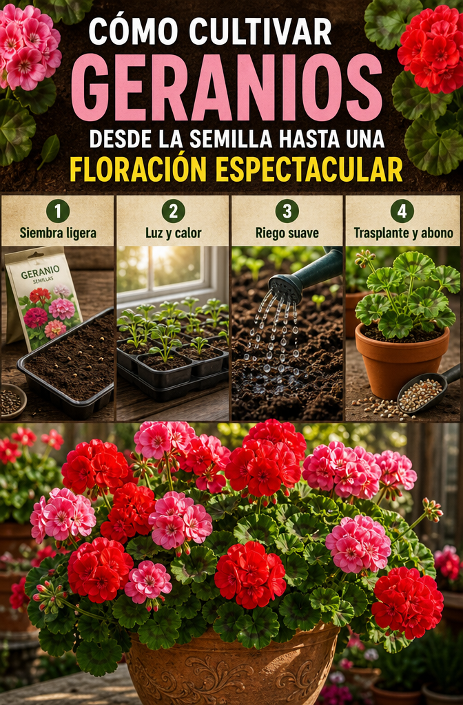 Cómo cultivar geranios desde la semilla hasta una floración espectacular en tiempo récord