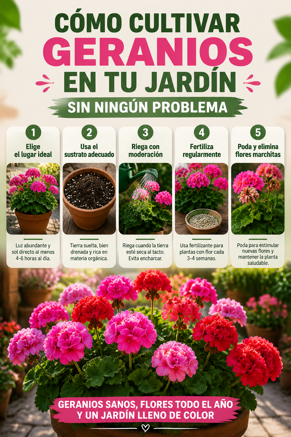 Cómo cultivar geranios en tu jardín sin ningún problema
