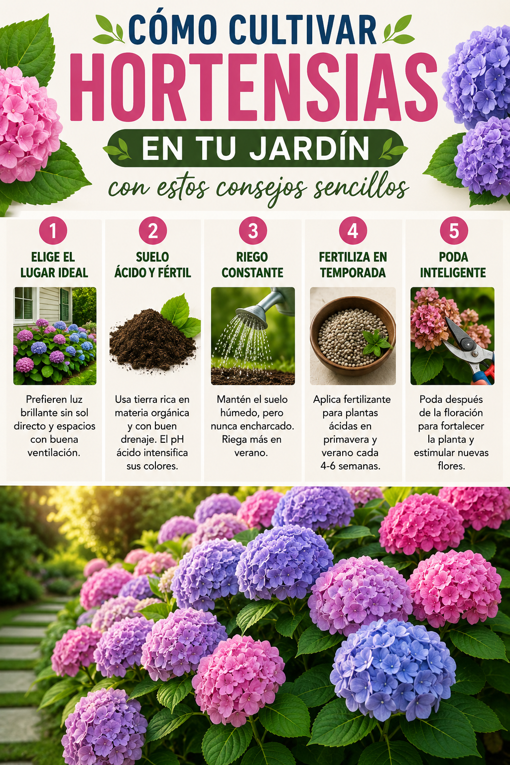 Cómo cultivar hortensias en tu jardín con estos consejos sencillos