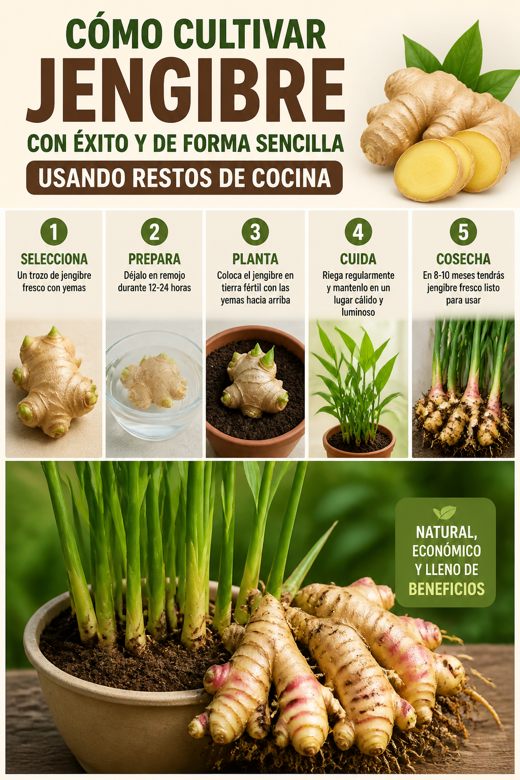 Cómo cultivar jengibre con éxito y de forma sencilla usando restos de cocina