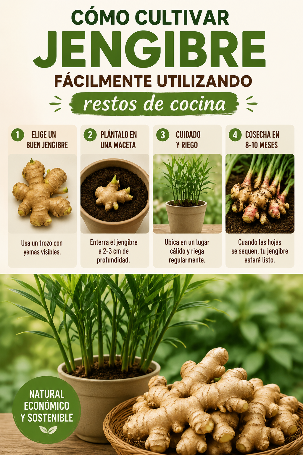 Cómo cultivar jengibre fácilmente utilizando restos de cocina