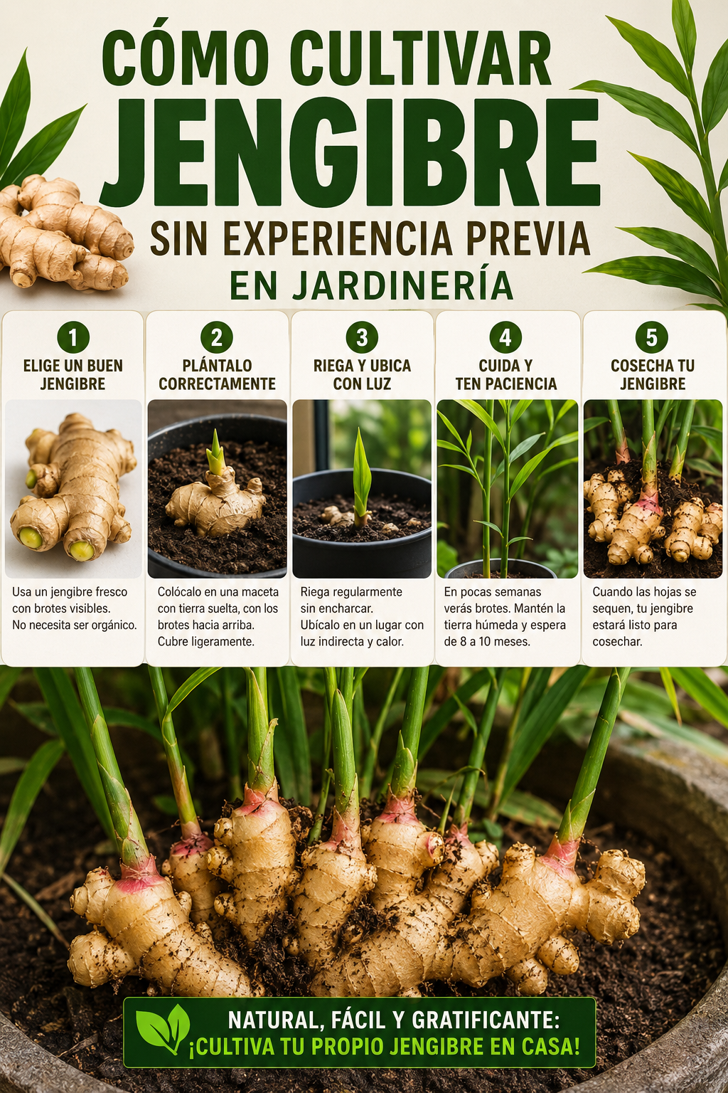 Cómo cultivar jengibre sin experiencia previa en jardinería