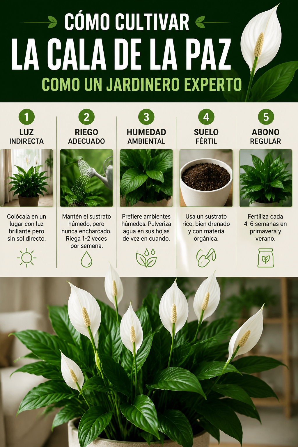 Cómo cultivar la cala de la paz como un jardinero experto