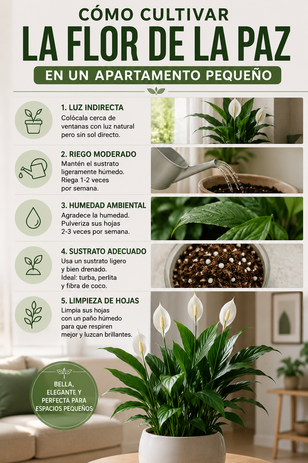 Cómo cultivar la flor de la paz en un apartamento pequeño