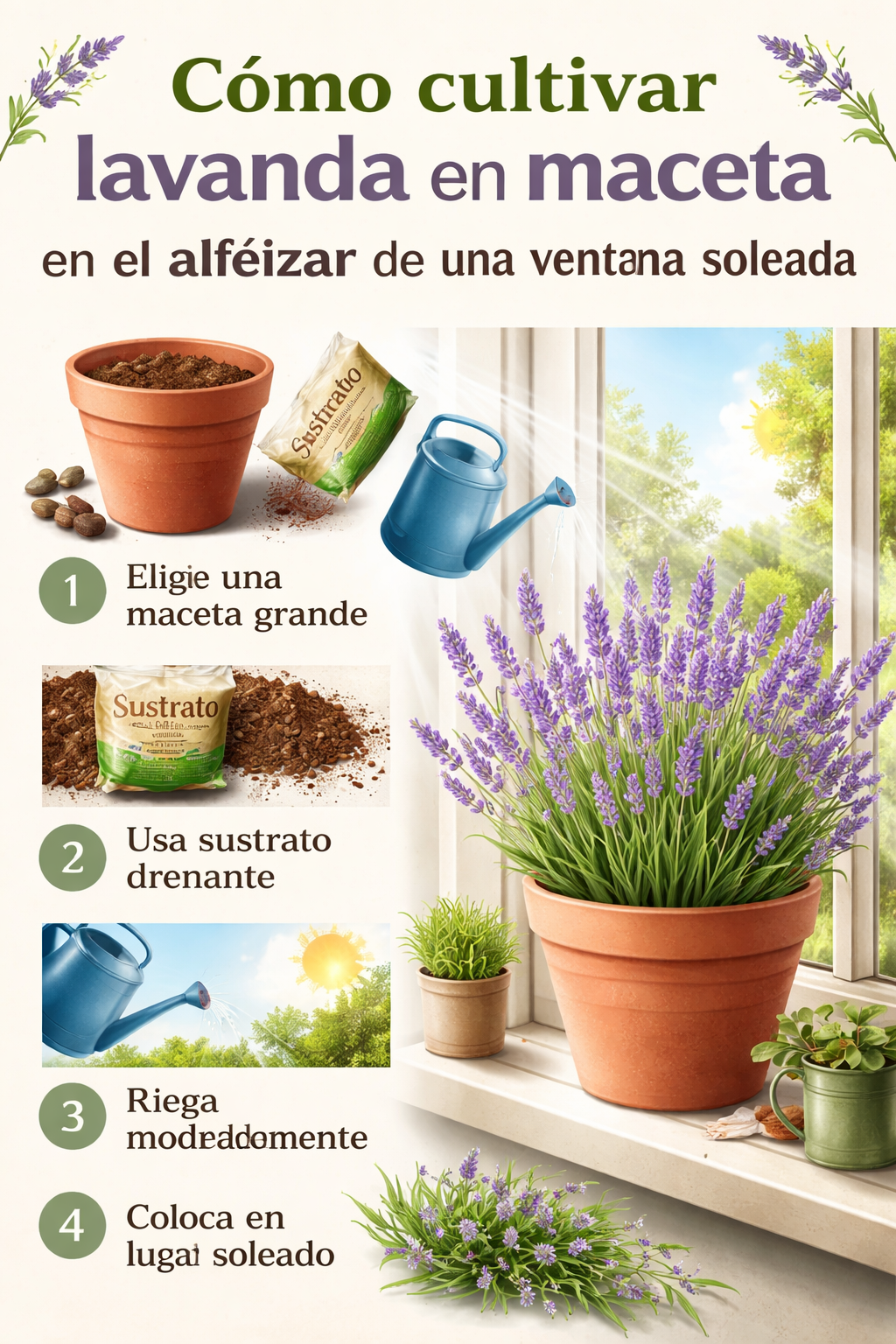Cómo cultivar lavanda en maceta en el alféizar de una ventana soleada